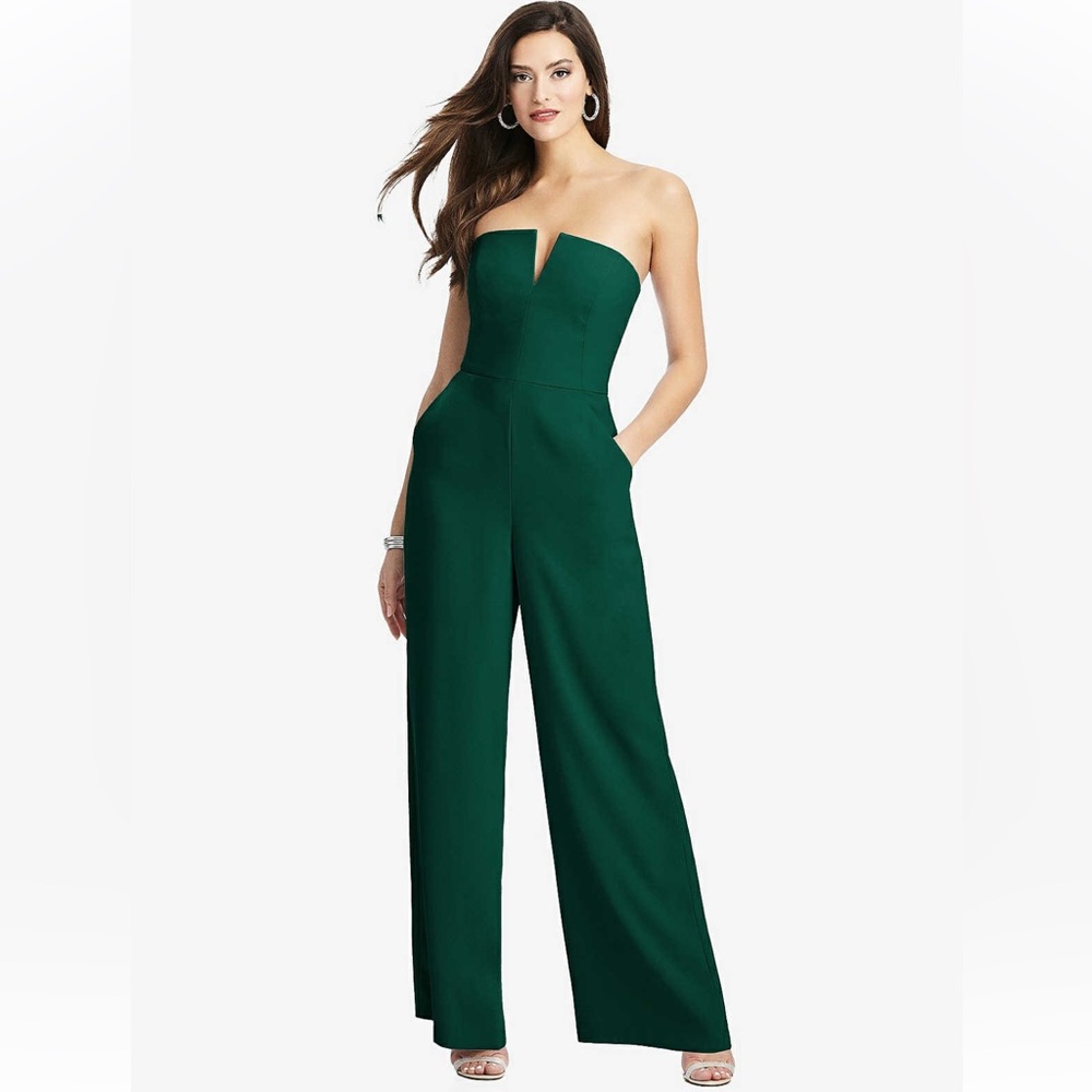 Dessy Collection Crepe Jumpsuit - Hunter Green - 14